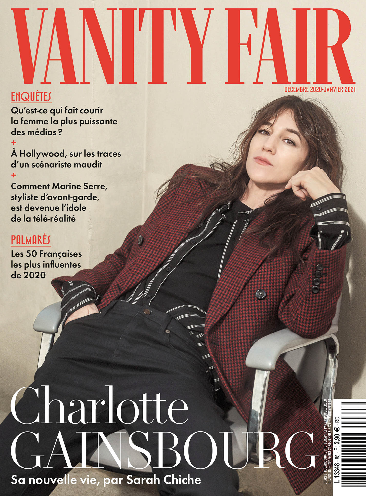Charlotte Gainsbourg covers Vanity Fair France December 2020 January 2021 by Casper Sejersen