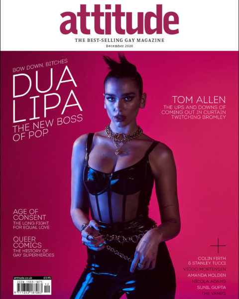 Dua Lipa covers Attitude Magazine December 2020 by Jonas Bresnan