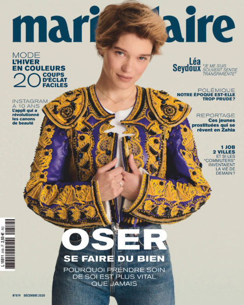 Léa Seydoux covers Marie Claire France December 2020 by Philip Gay