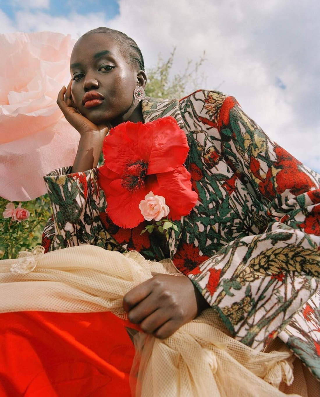 Adut Akech by Nadine Ijewere for British Vogue January 2021