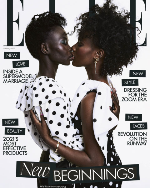 Aweng and Lexy Ade-Chuol cover Elle UK January 2021 by Meinke Klein
