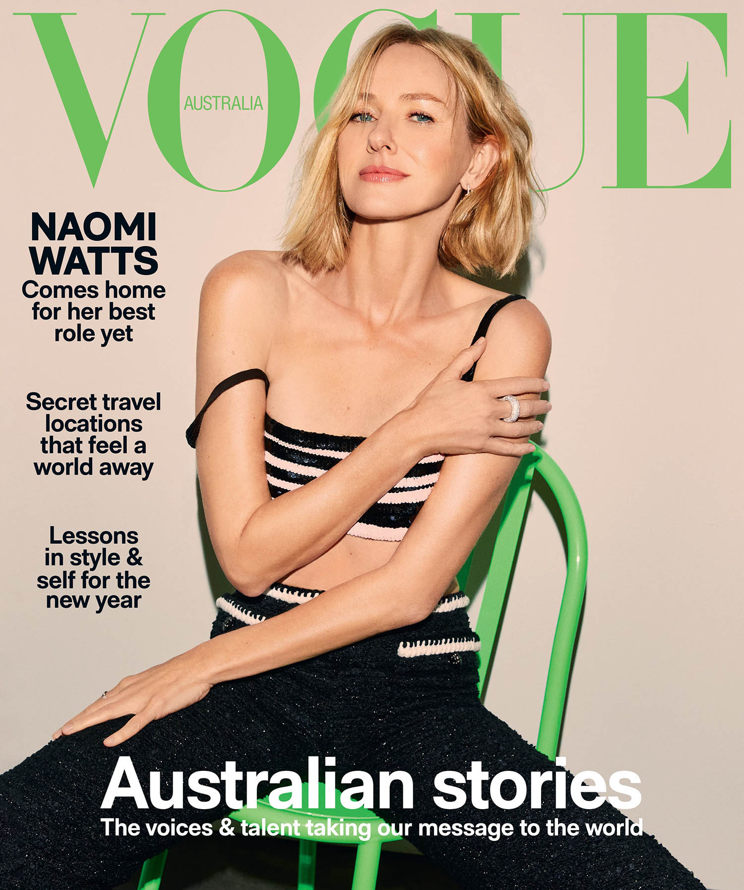 Naomi Watts covers Vogue Australia January 2021 by Carin Backoff