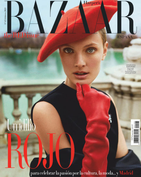 Constance Jablonski covers Harper’s Bazaar Spain February 2021 by Xavi Gordo