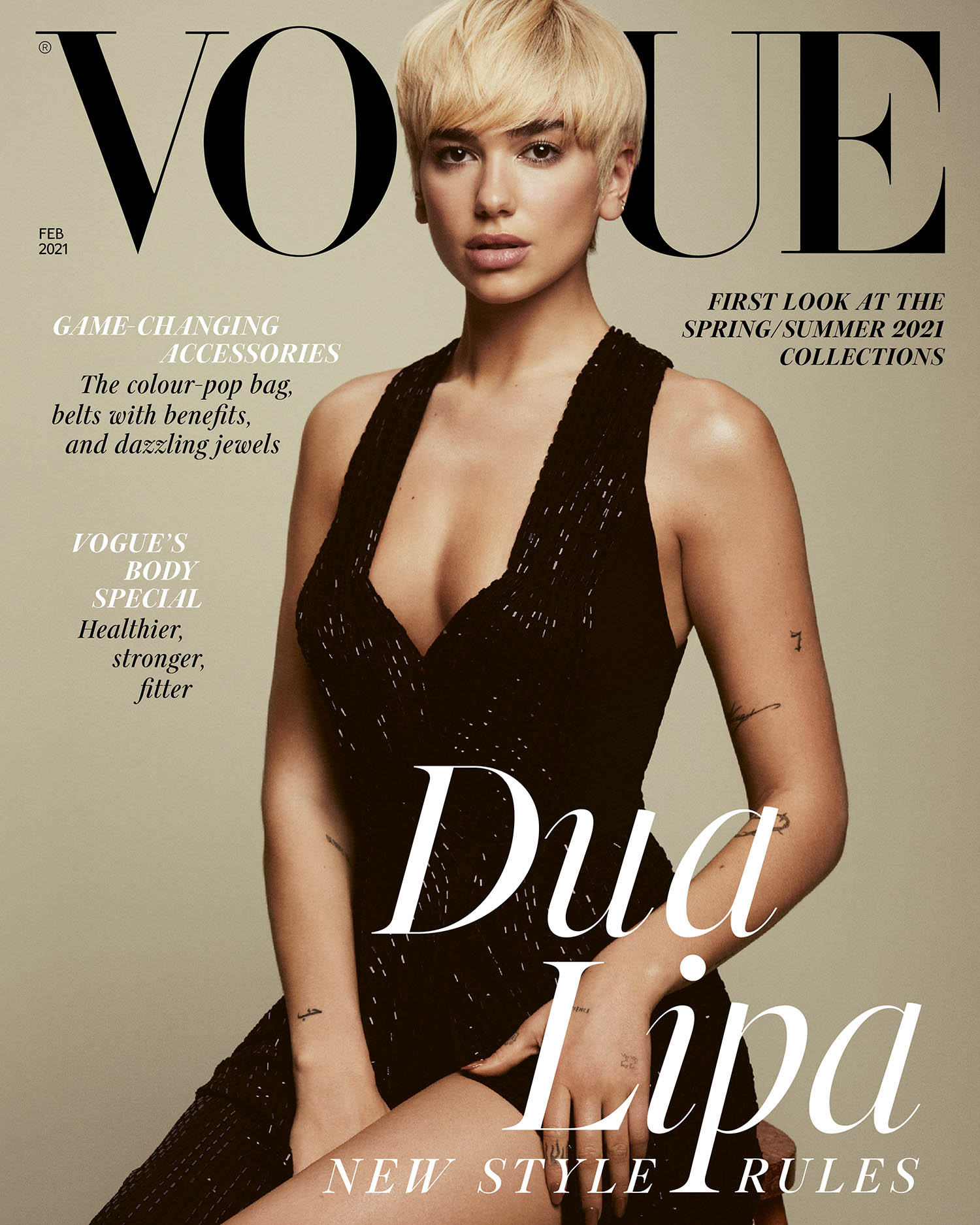 Dua Lipa covers British Vogue February 2021 by Emma Summerton