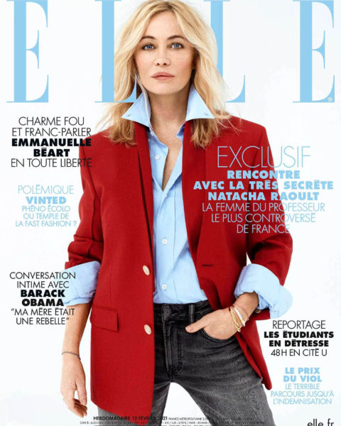 Emmanuelle Béart covers Elle France February 12th, 2021 by Dant Studio