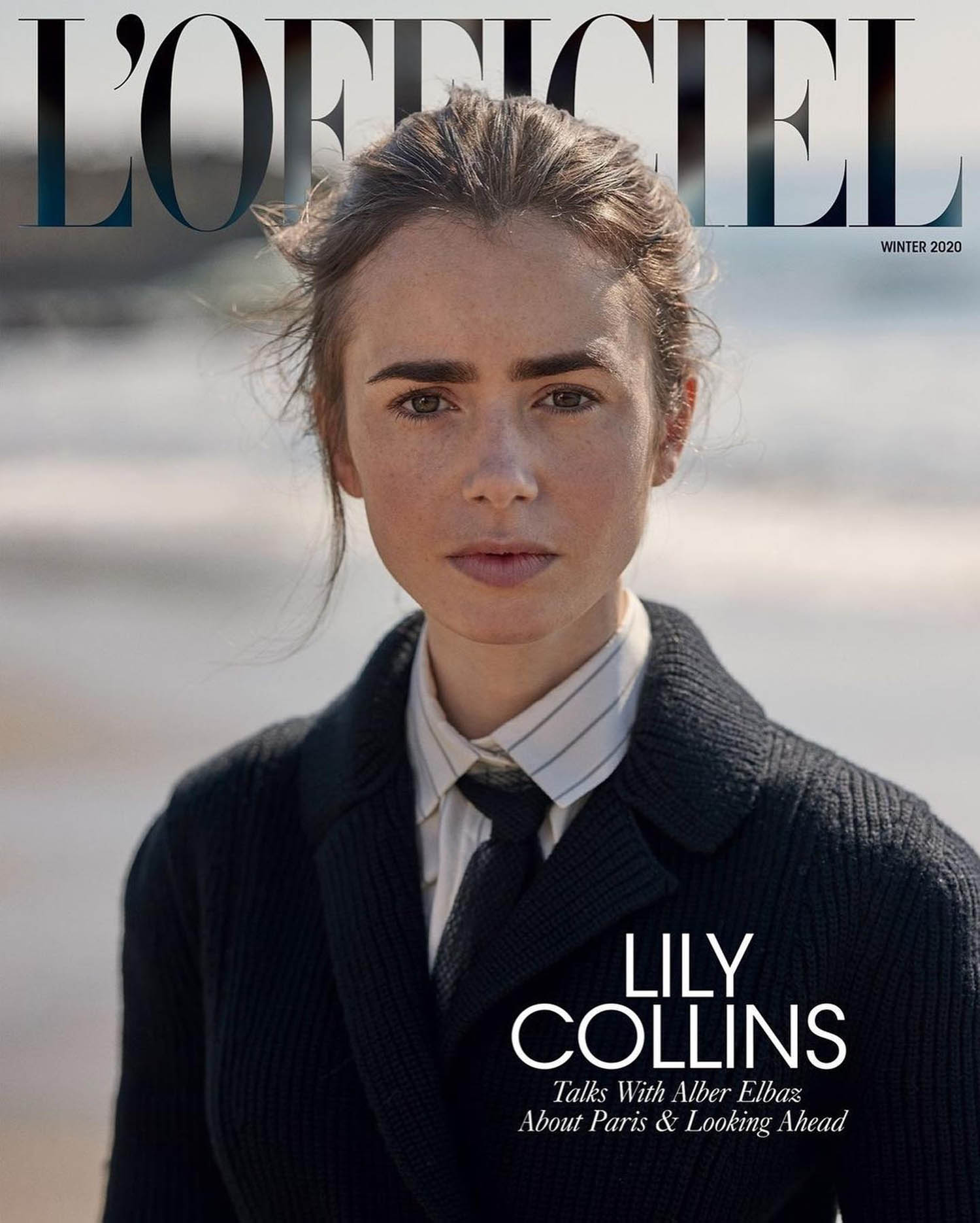 Lily Collins covers L'Officiel Global Winter 2020 by Sam Taylor Johnson