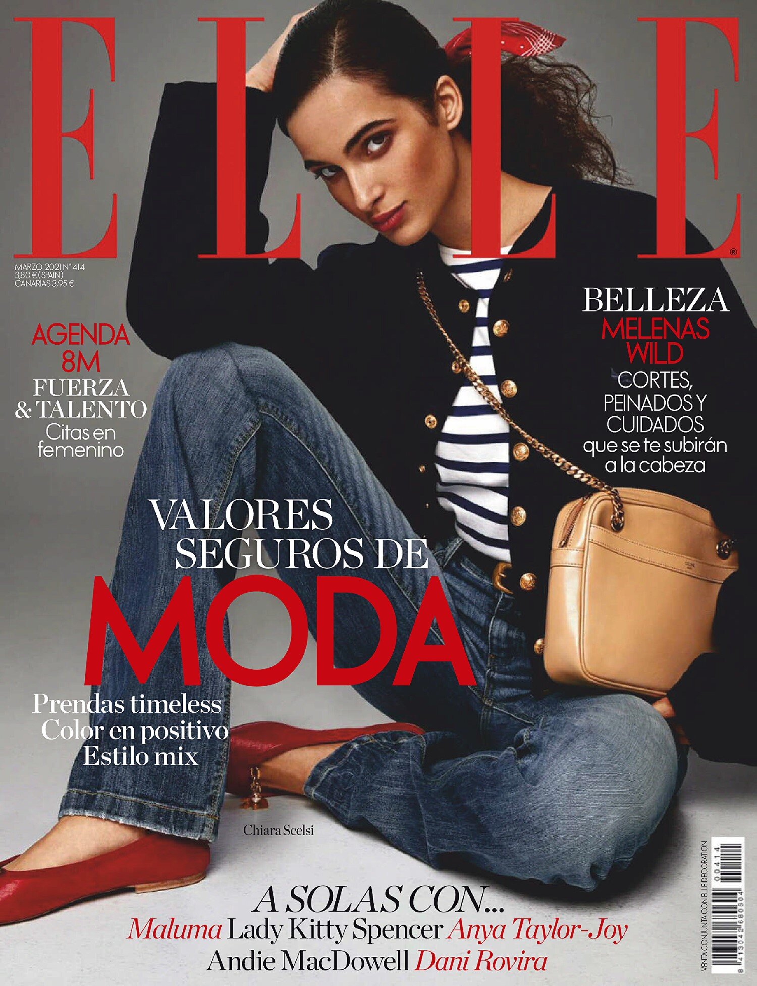 Chiara Scelsi covers Elle Spain March 2021 by Javier Lopez