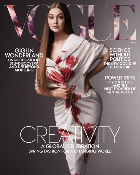Gigi Hadid covers Vogue US March 2021 by Ethan James Green