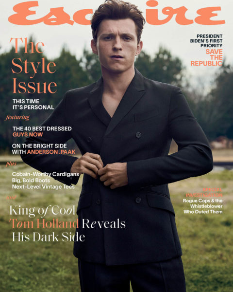 Tom Holland covers Esquire US March 2021 by Robbie Fimmano