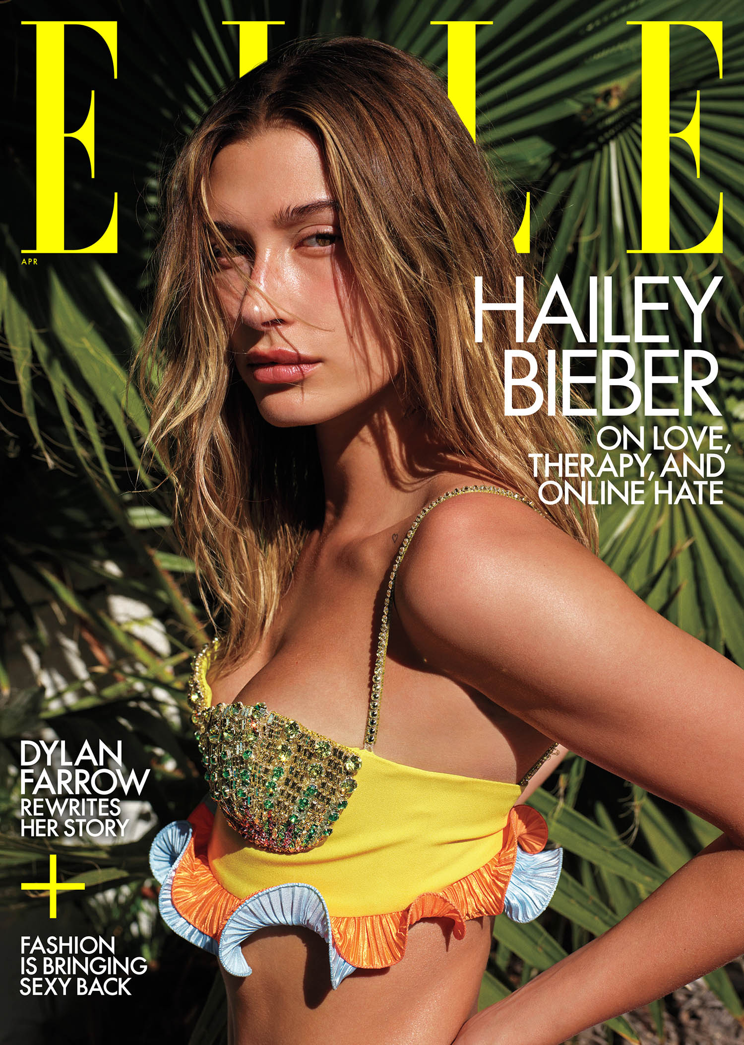 Hailey Bieber covers Elle US April 2021 by Mario Sorrenti