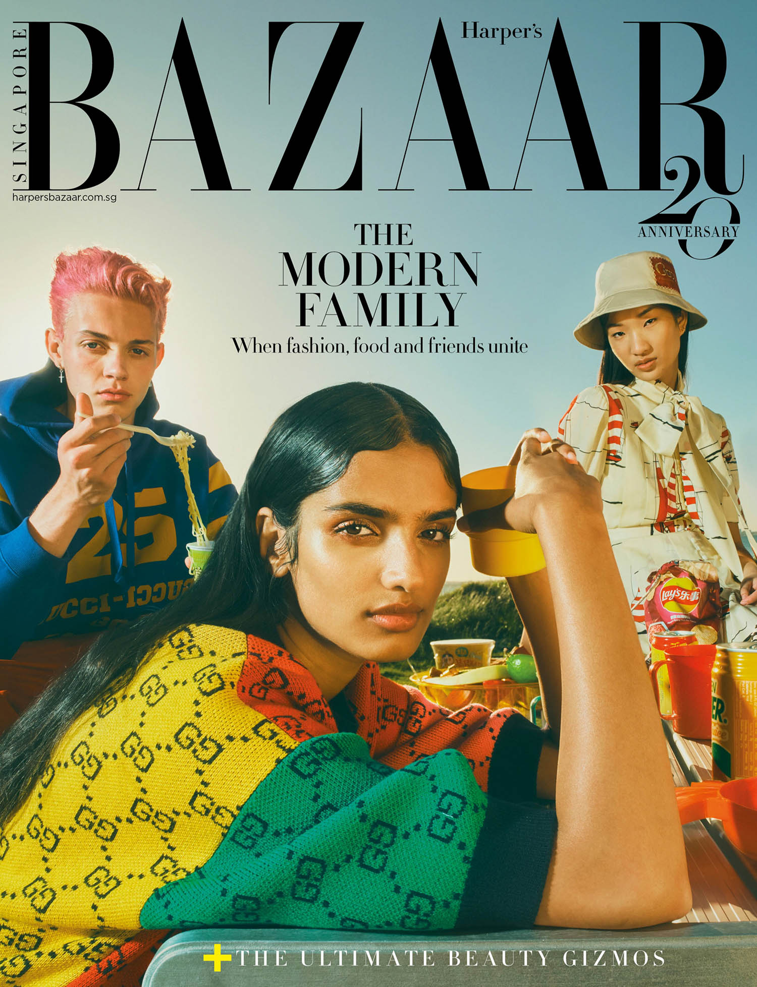 Jade Hsu, Anjali Torvi and Dan Brown cover Harper’s Bazaar Singapore May 2021 by Georges Antoni
