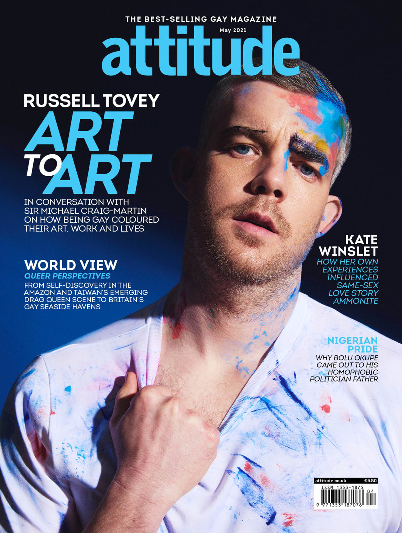 Russell Tovey covers Attitude Magazine May 2021 by Mark Cant