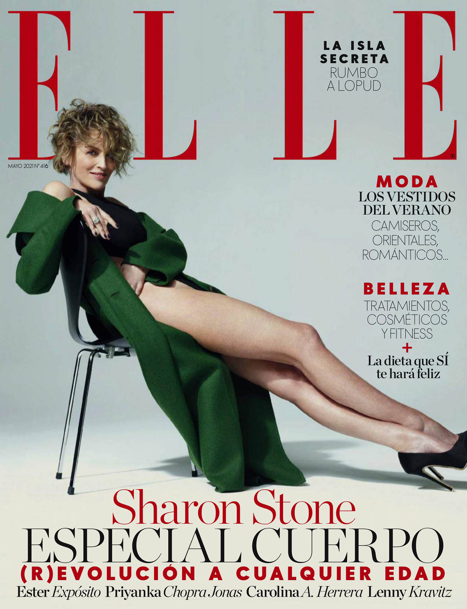 Sharon Stone covers Elle Spain May 2021 by Michael Muller