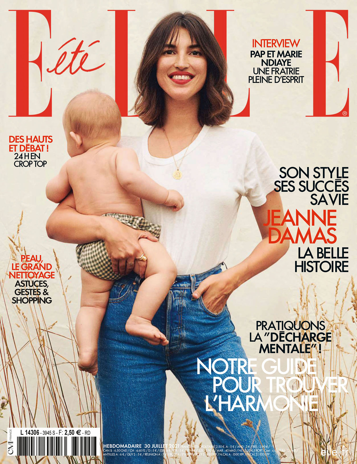 Jeanne Damas covers Elle France July 30th, 2021 by Denis Boulze