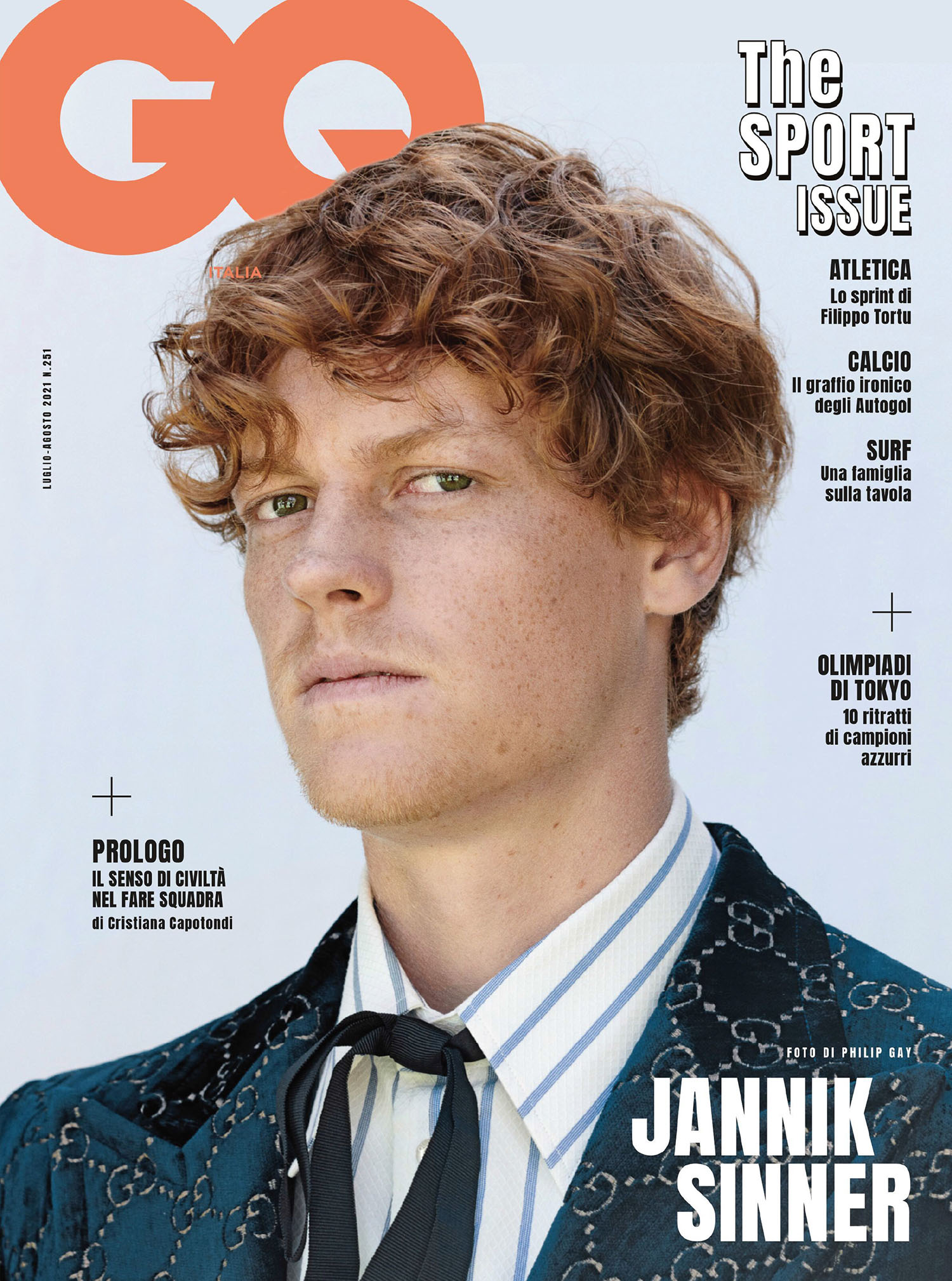 Jannik Sinner covers GQ Italia July-August 2021 by Philip Gay