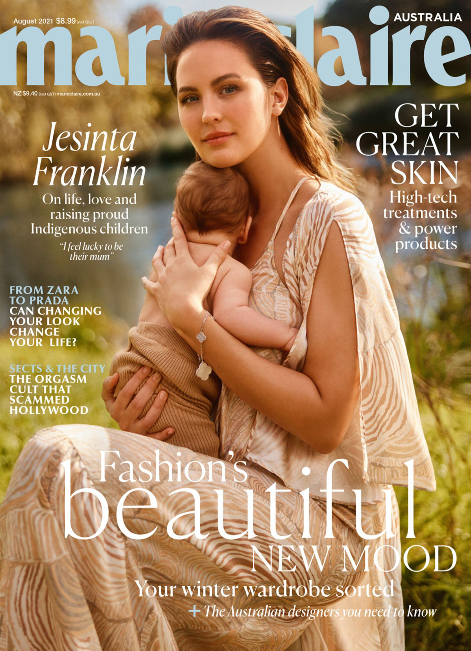 Jesinta Franklin covers Marie Claire Australia August 2021 by Georges Antoni