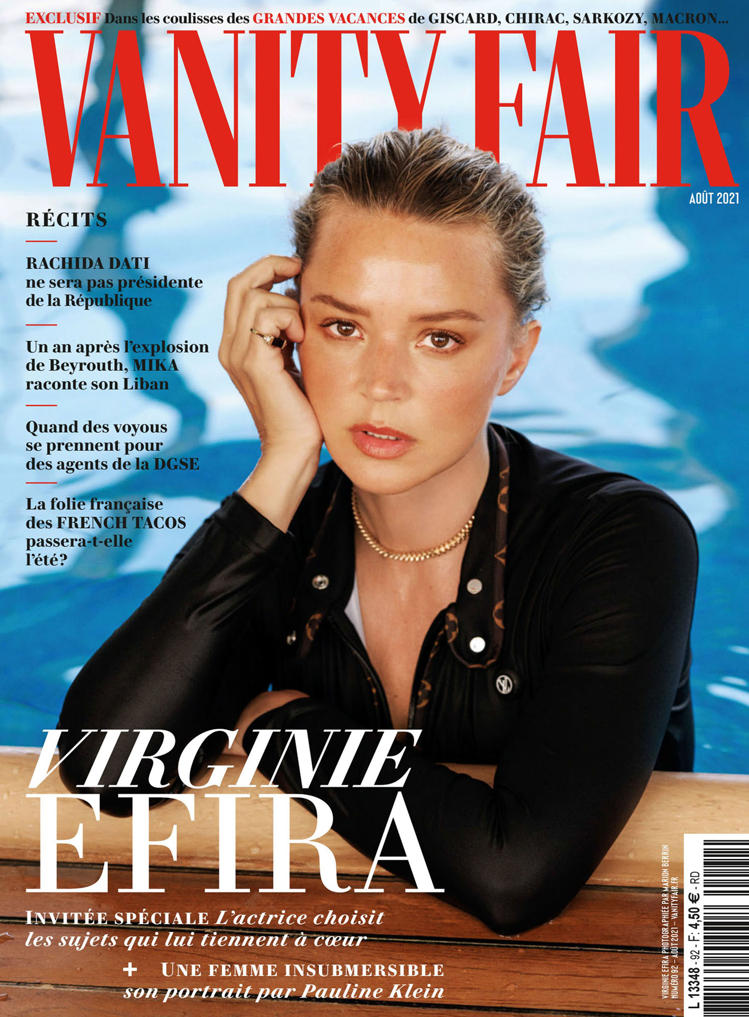 Virginie Efira covers Vanity Fair France August 2021 by Marion Berrin
