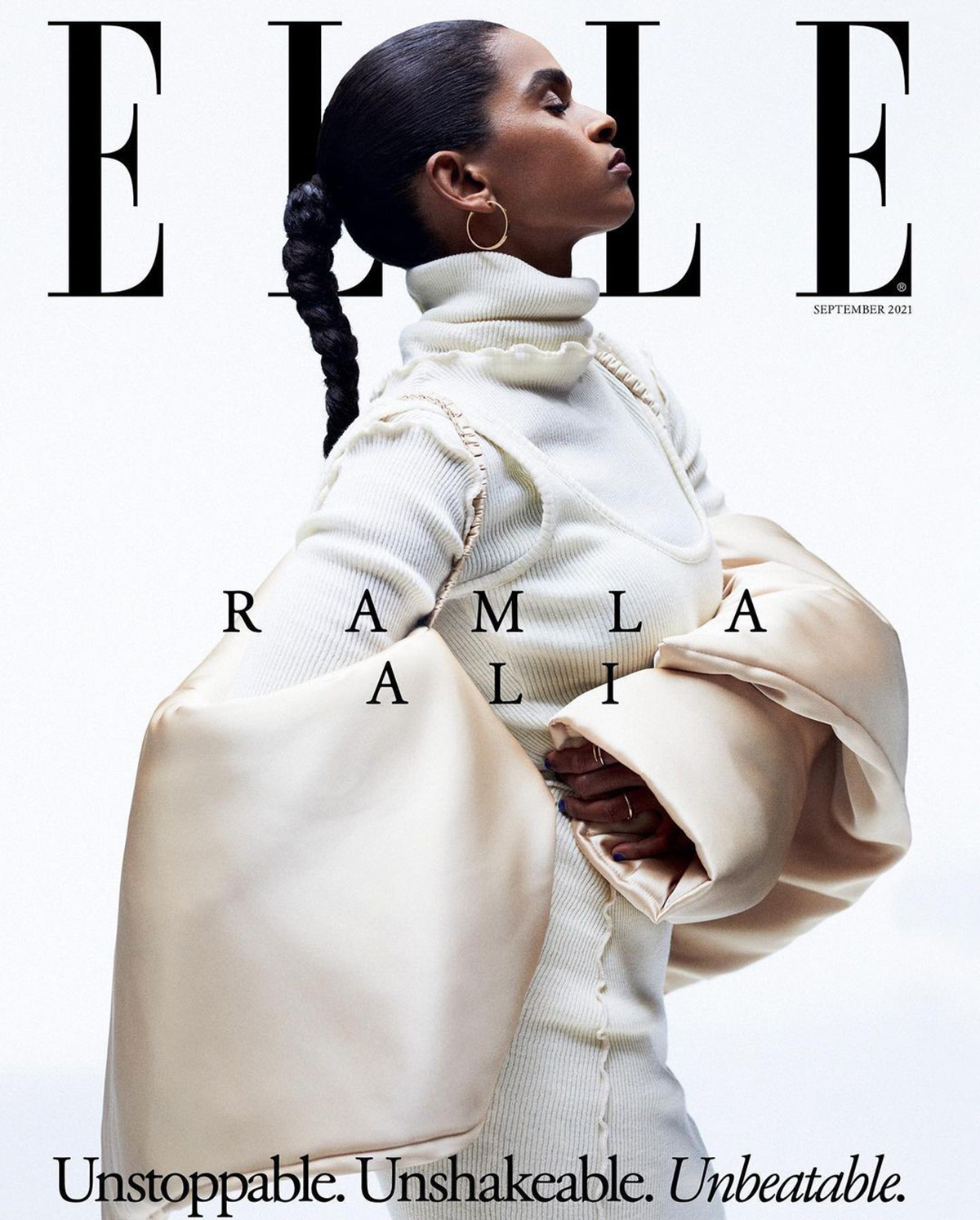 Ramla Ali covers Elle UK September 2021 by Meinke Klein