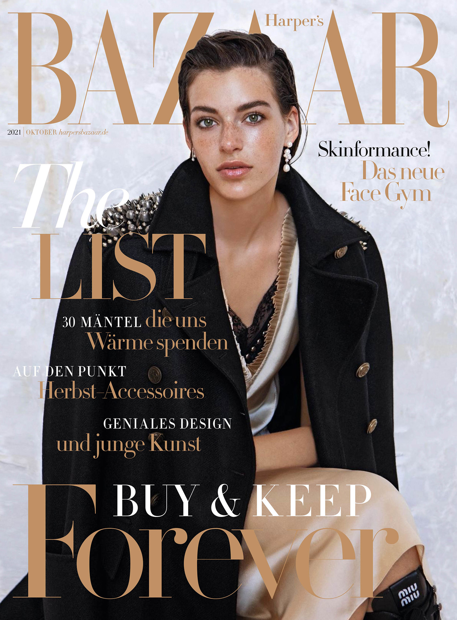 Karlijn Kusters covers Harper’s Bazaar Germany October 2021 by Haris Farsarakis
