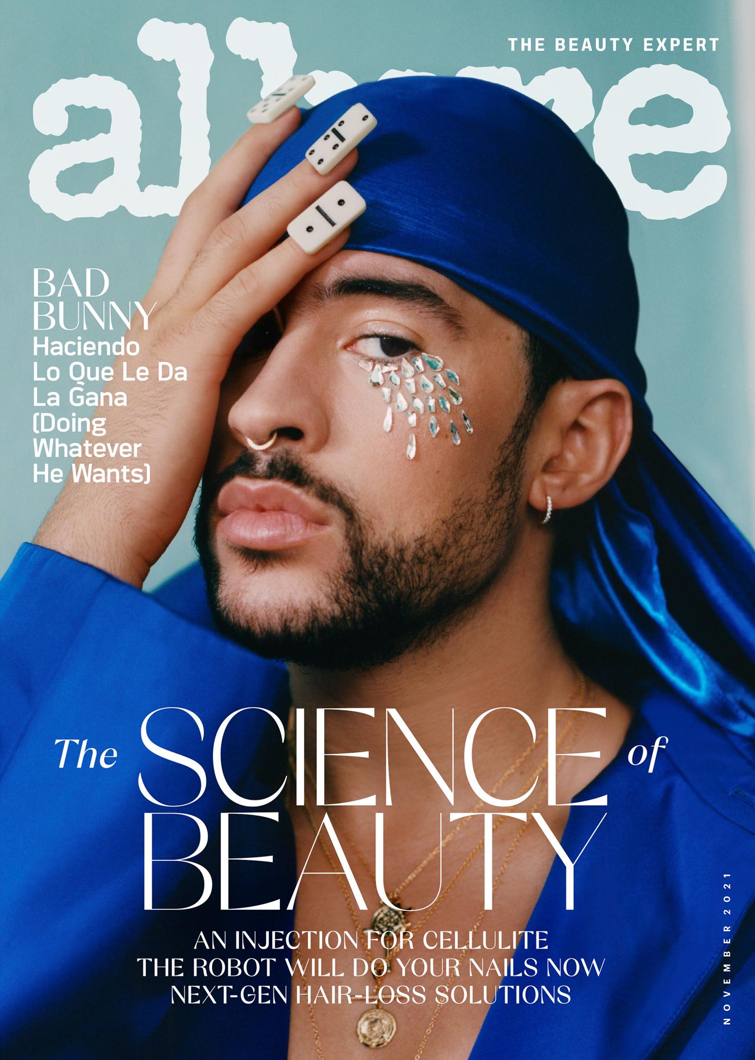 Bad Bunny covers Allure US November 2021 by Camila Falquez