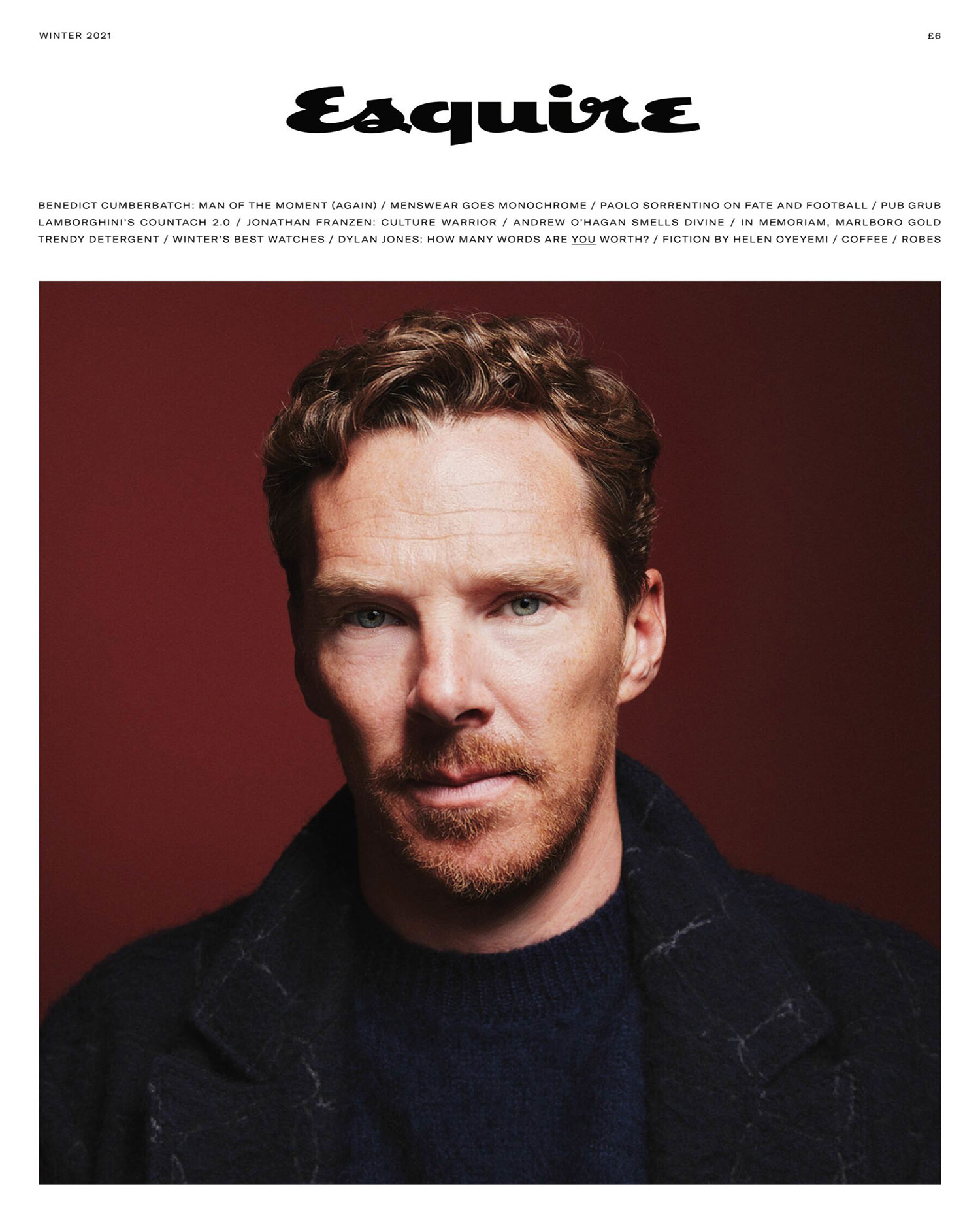 Benedict Cumberbatch covers Esquire UK Winter 2021 by Simon Emmett