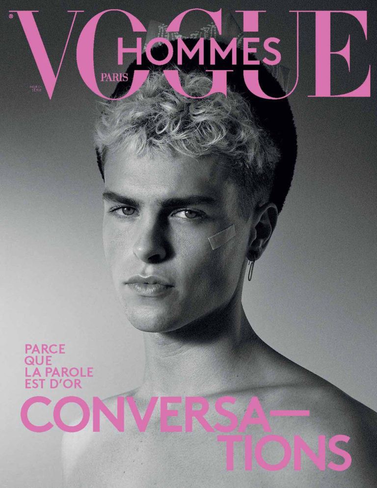 Jaron Baker covers Vogue Hommes Paris Fall/Winter 2021 by Glen Luchford ...