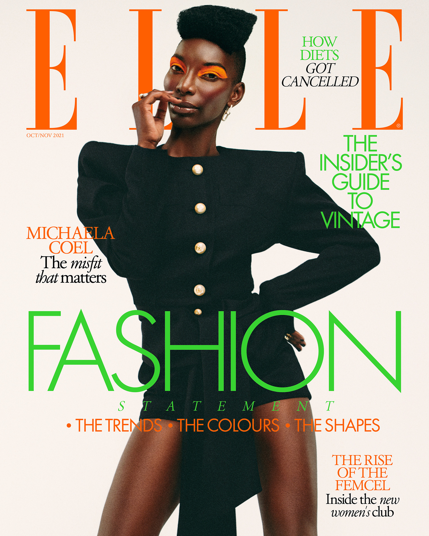 Michaela Coel covers Elle UK October November 2021 by Danny Kasirye