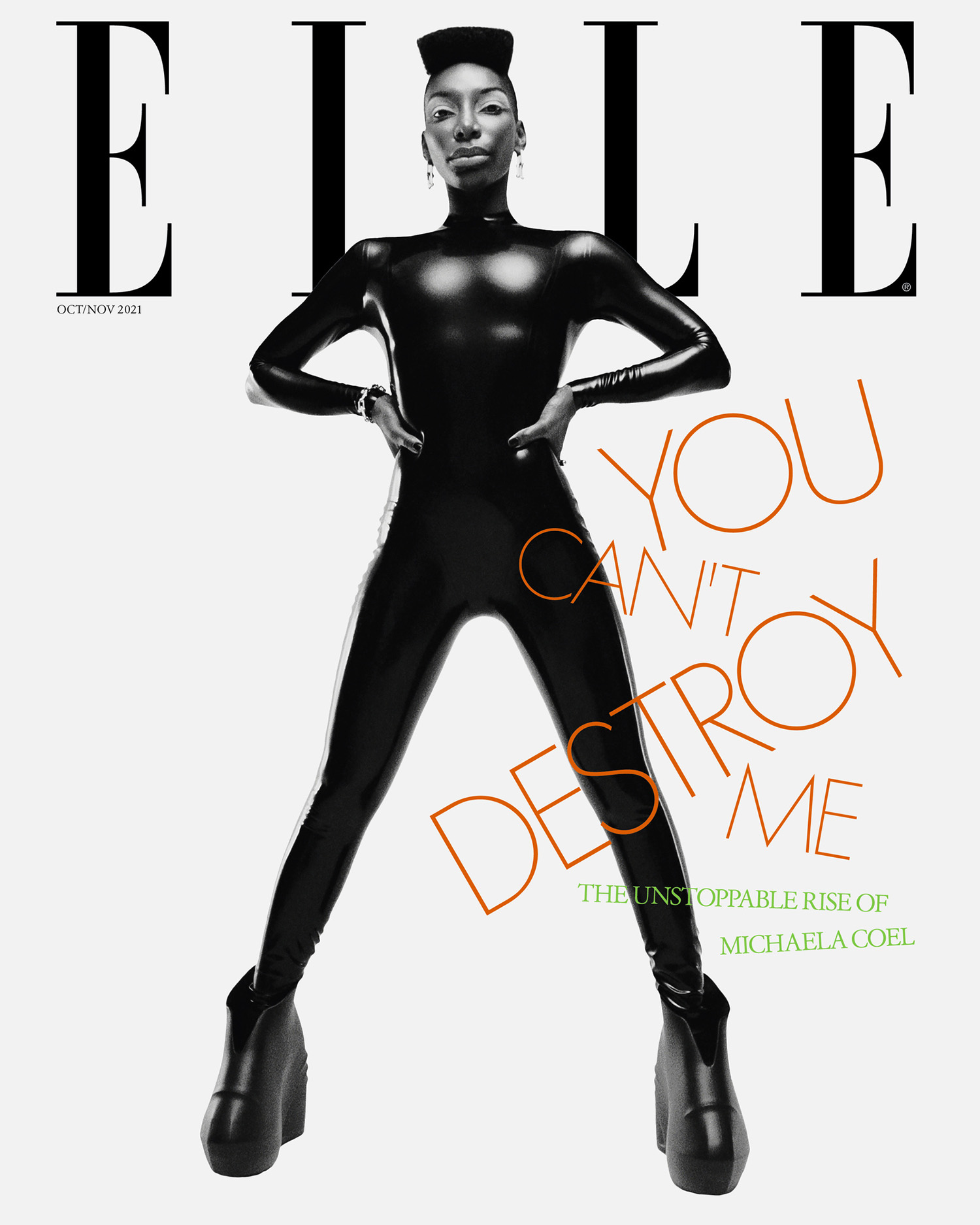 Michaela Coel covers Elle UK October November 2021 by Danny Kasirye