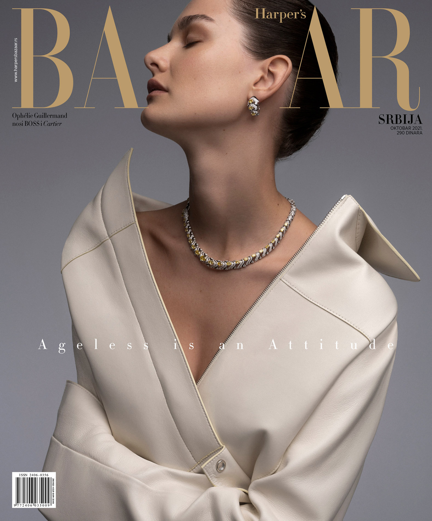 Ophelie Guillermand covers Harper’s Bazaar Serbia October 2021 by Juankr