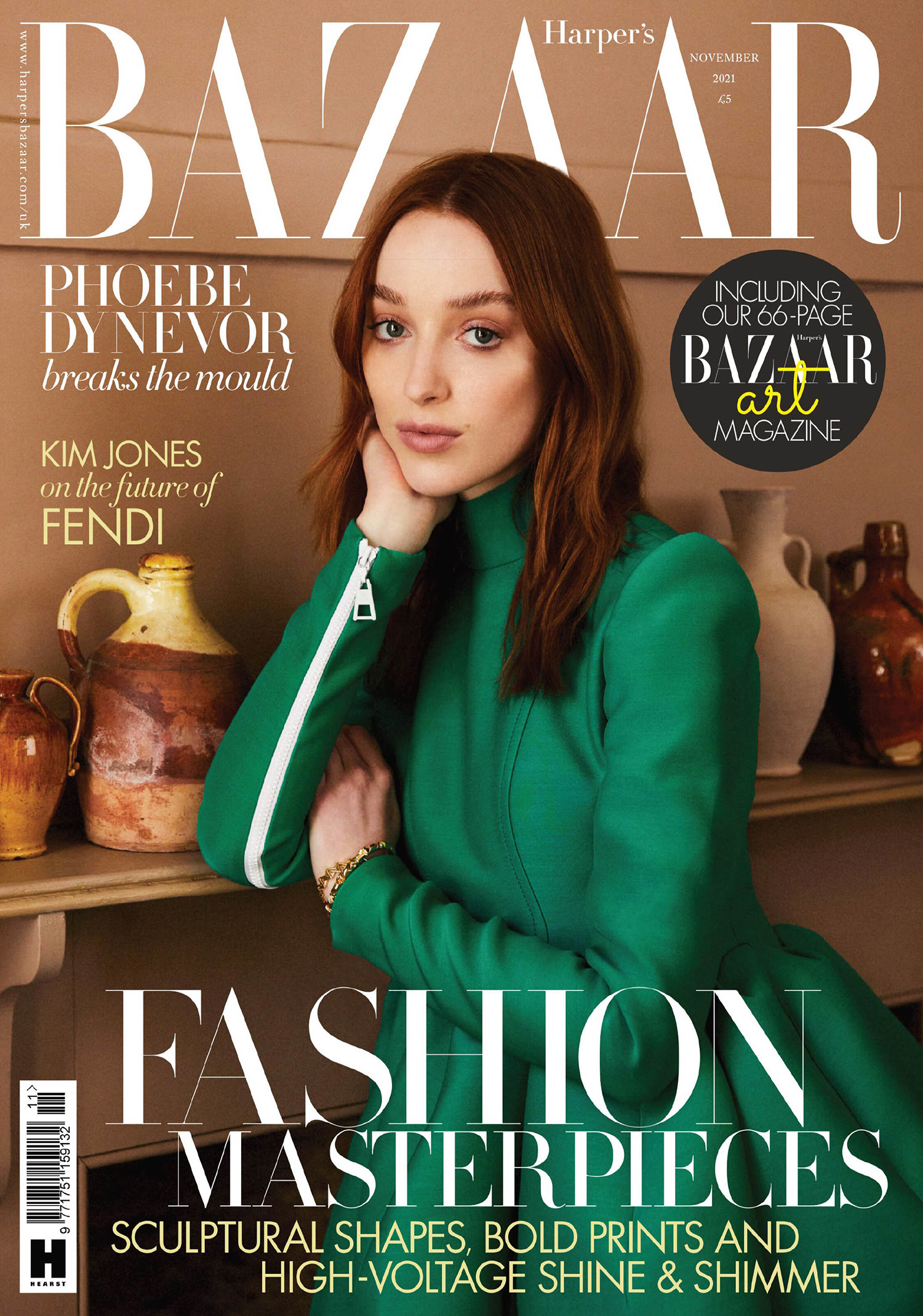 Phoebe Dynevor in Louis Vuitton on Harper’s Bazaar UK November 2021 by Josh Shinner