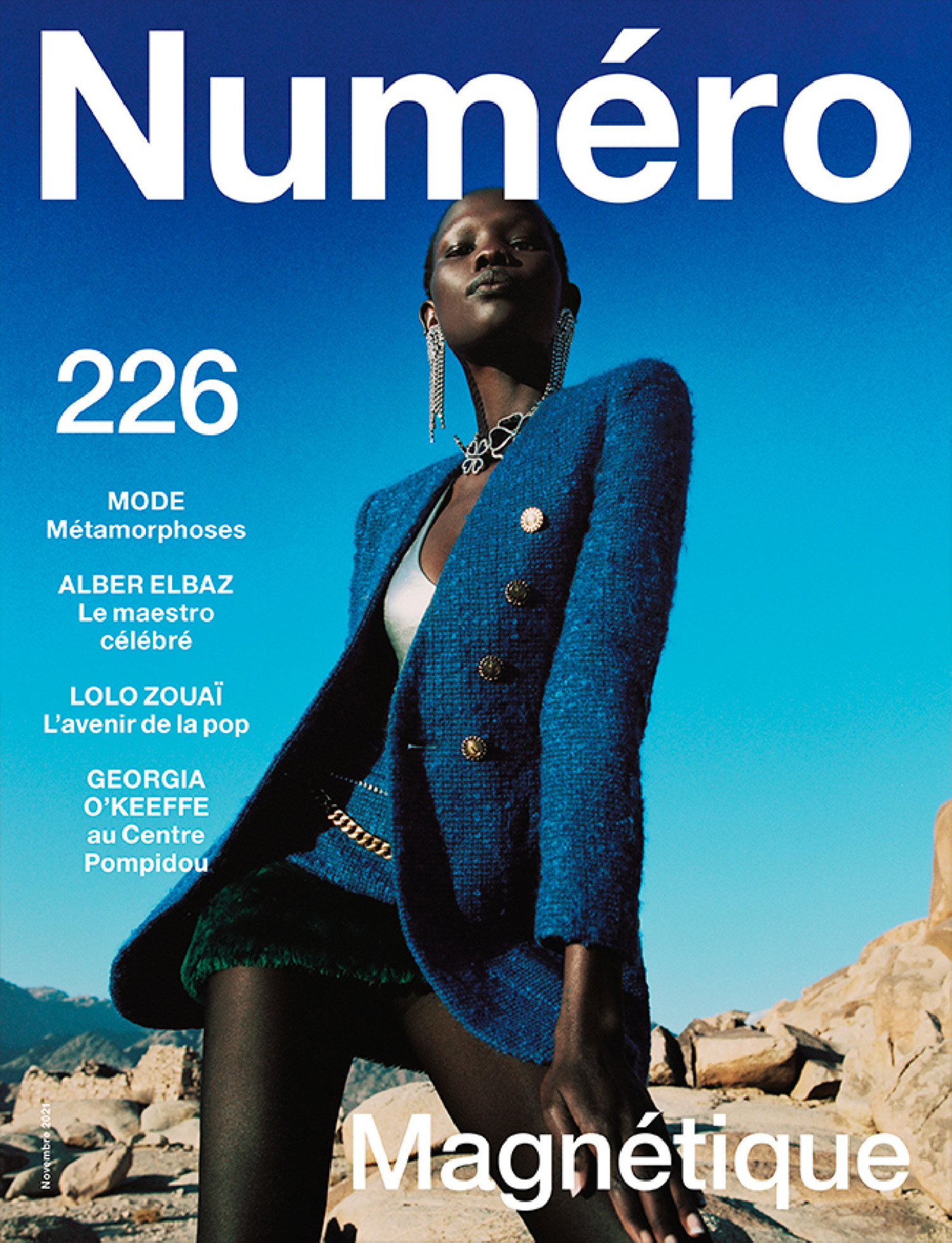 Shanelle Nyasiase in Saint Laurent on Numéro November 2021 cover by Dan Beleiu