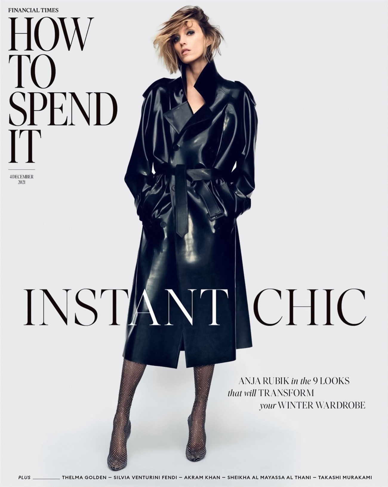 Anja Rubik covers How To Spend It December 4th, 2021 by Nathaniel Goldberg