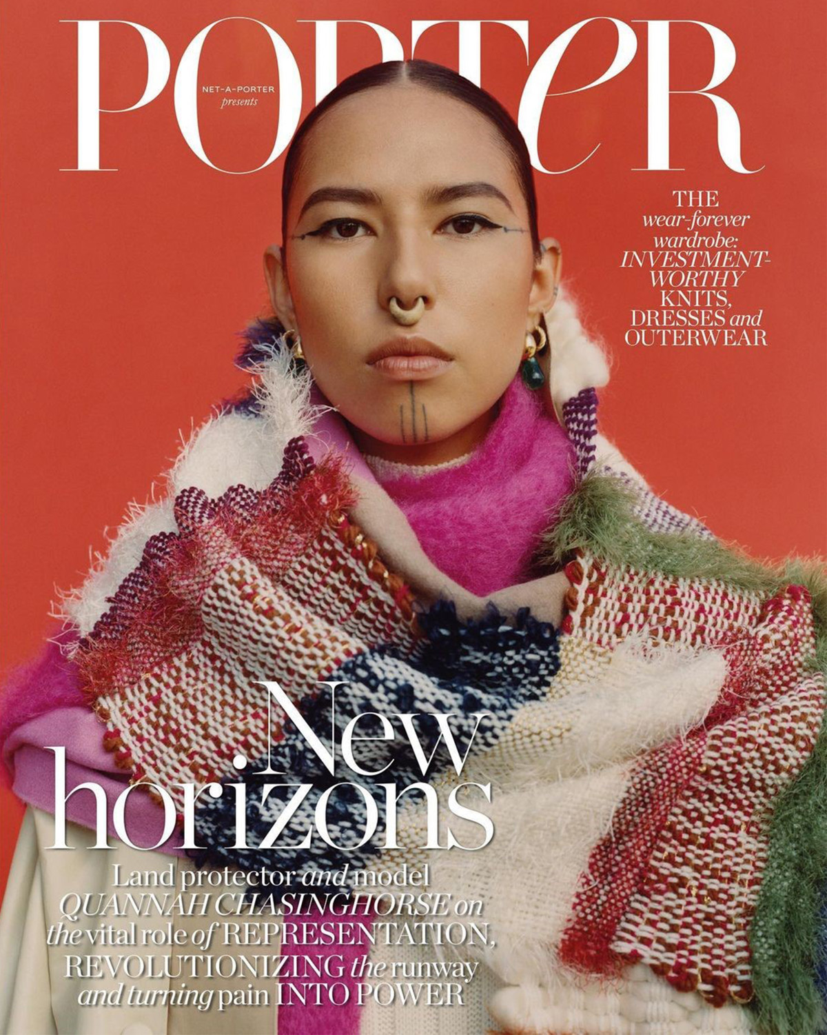 Quannah ChasingHorse covers Porter Magazine December 27th, 2021 by Camila Falquez