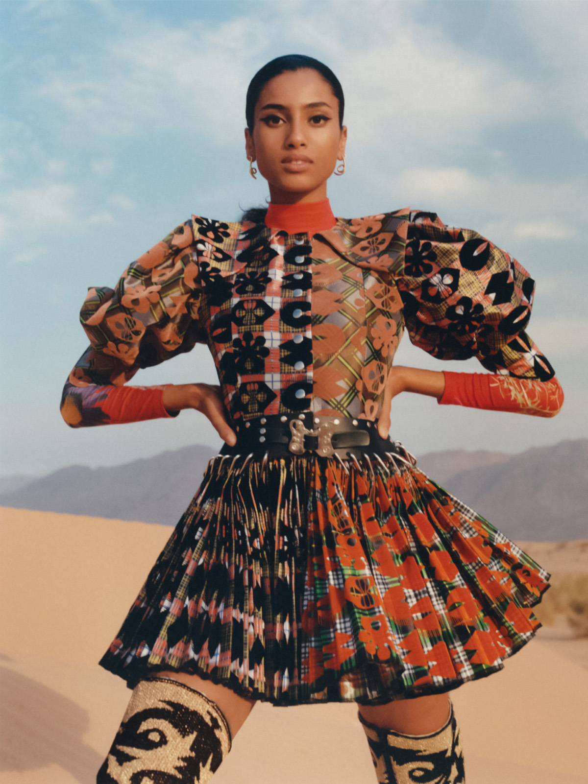 Imaan Hammam and He Cong by Eddie Wrey for Vogue Global January 2022