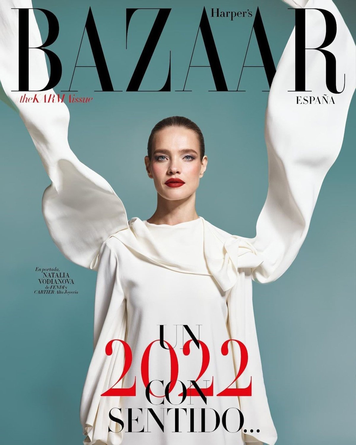 Natalia Vodianova covers Harper’s Bazaar Spain January 2022 by Nicolas Valois