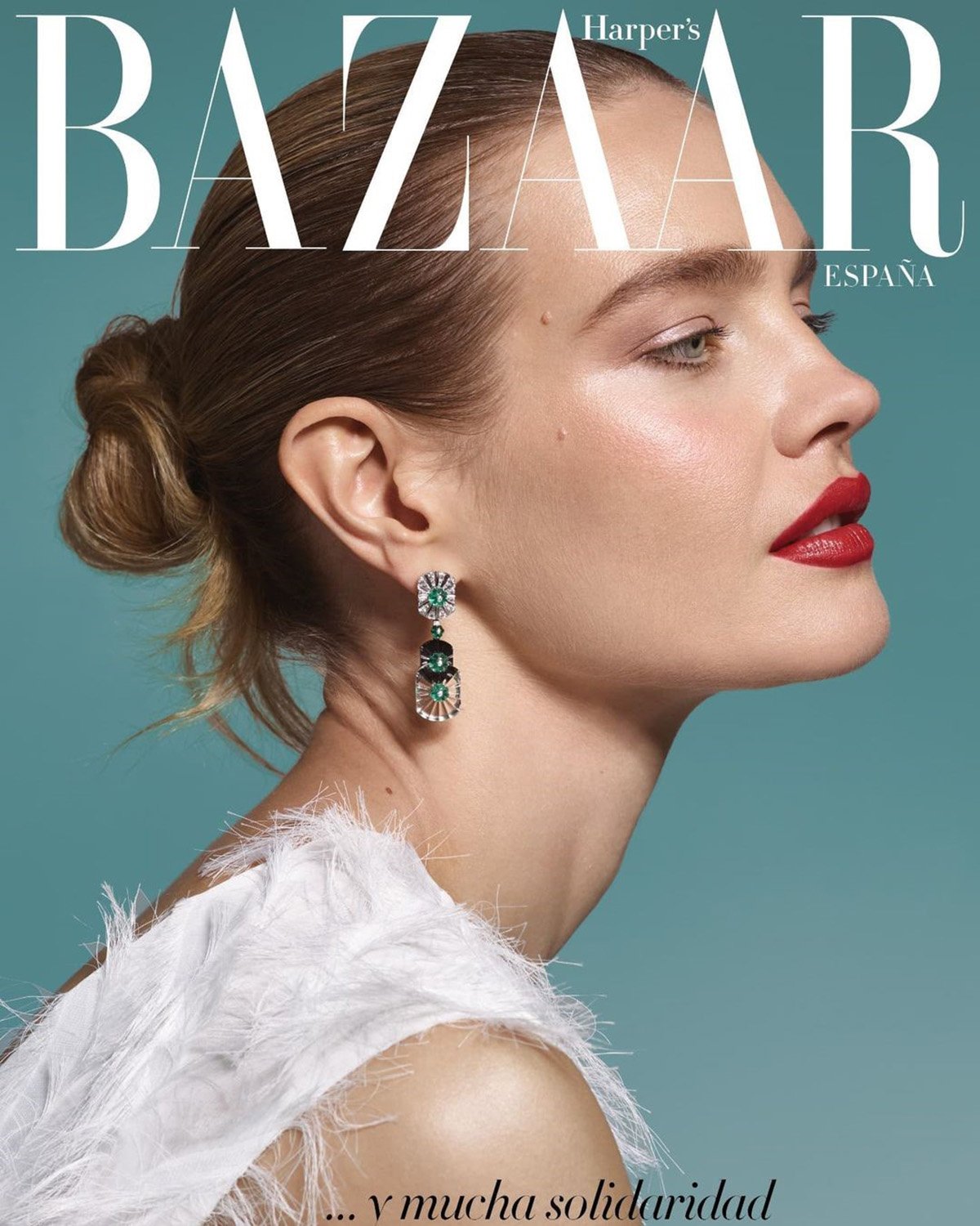 Natalia Vodianova covers Harper’s Bazaar Spain January 2022 by Nicolas Valois