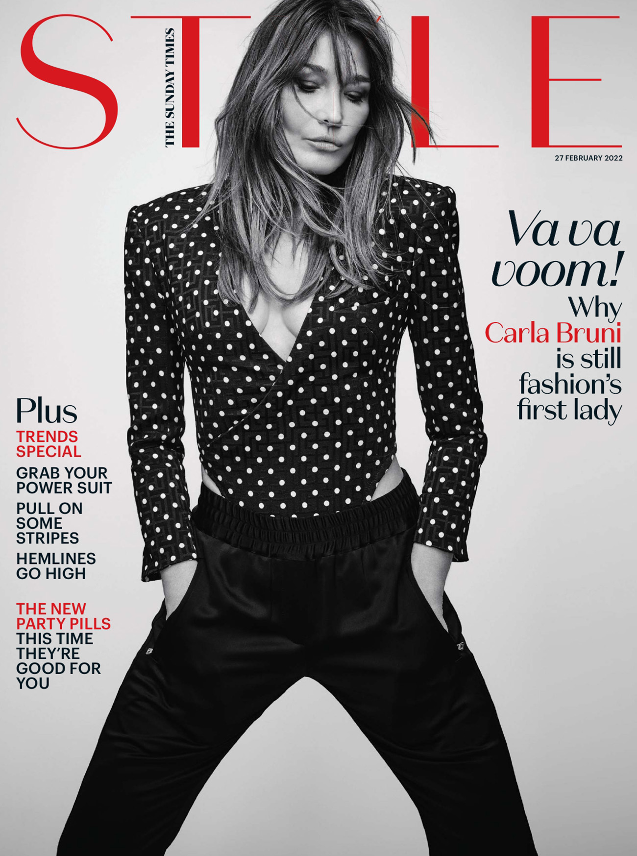 Carla Bruni in Balmain on The Sunday Times Style February 27th, 2022 by Nathaniel Goldberg