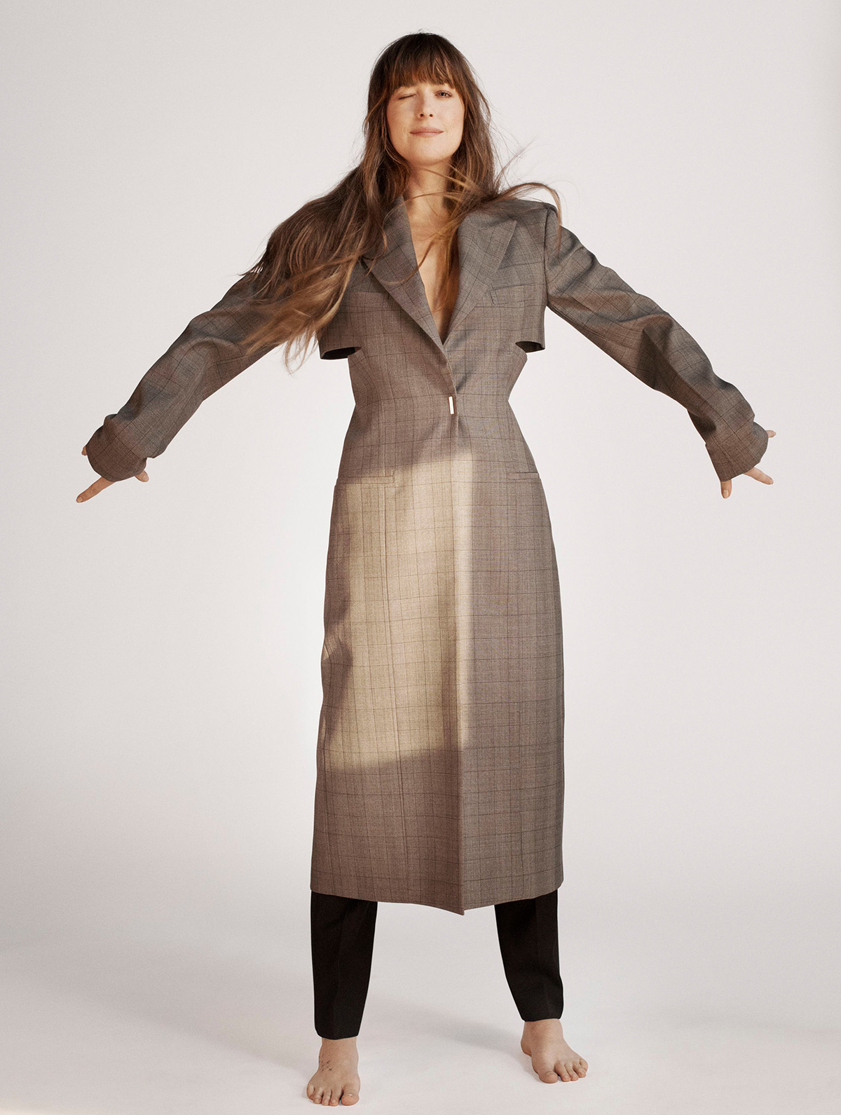 Dakota Johnson in Gucci on Elle UK February 2022 by Paola Kudacki
