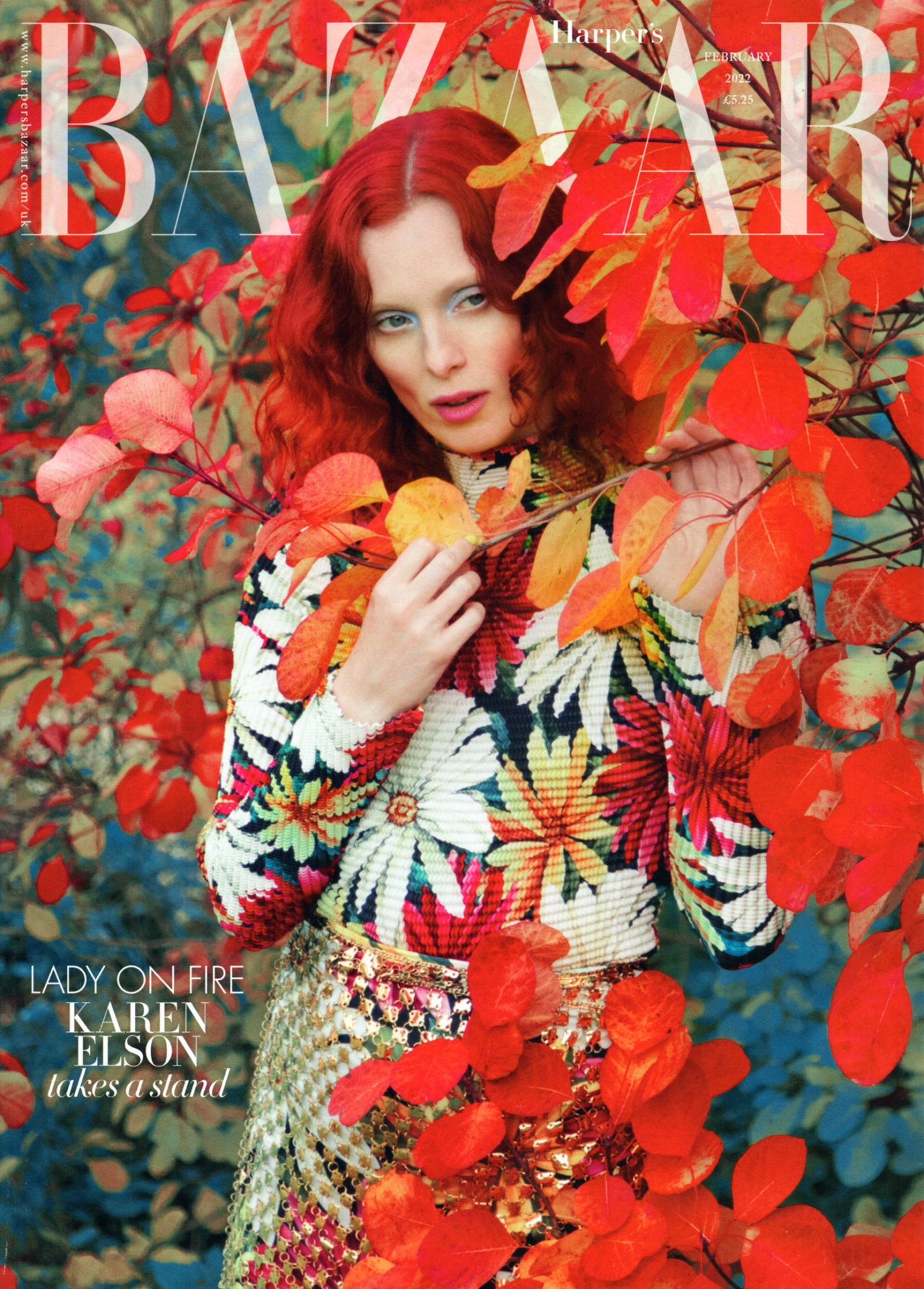 Karen Elson covers Harper’s Bazaar UK February 2022 by Erik Madigan Heck