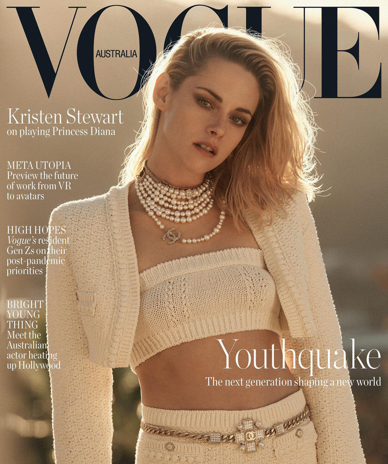 Kristen Stewart in Chanel on Vogue Australia February 2022 cover