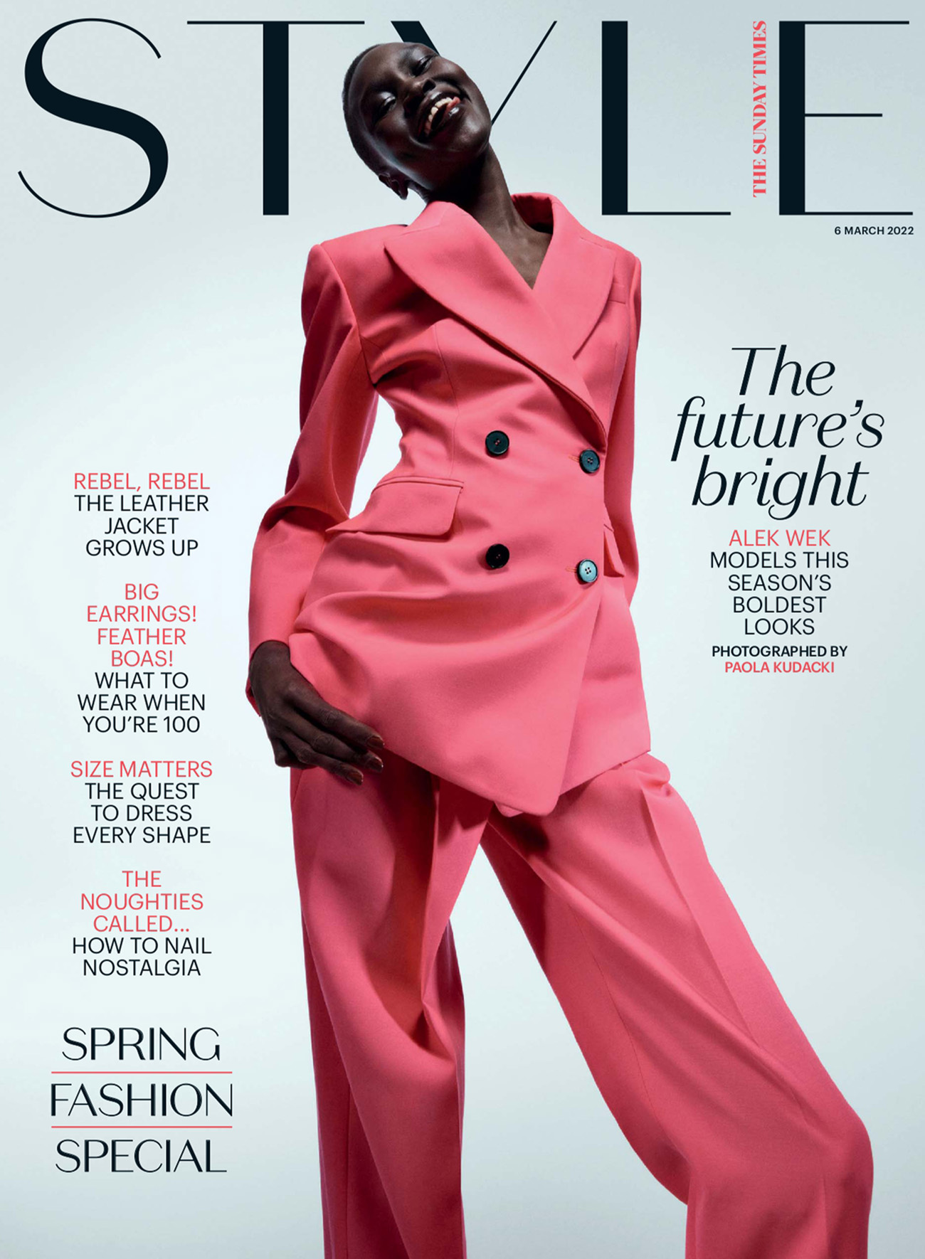 Alek Wek covers The Sunday Times Style March 6th, 2022 by Paola Kudacki