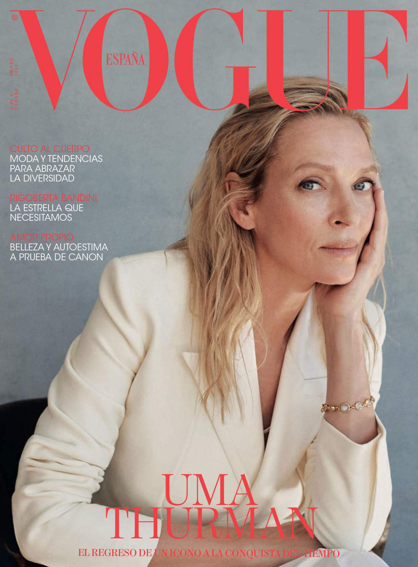 Uma Thurman covers Vogue Spain March 2022 by Tess Ayano
