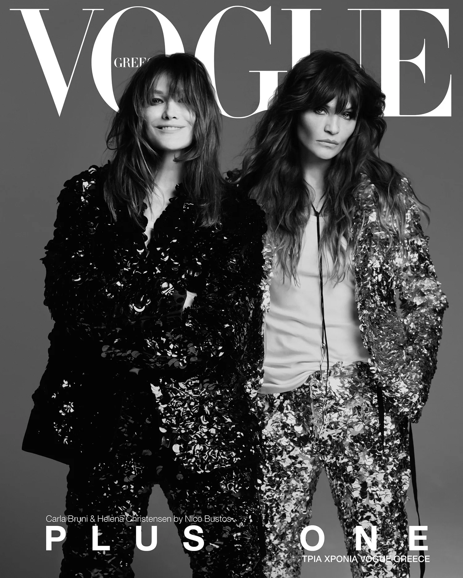 Carla Bruni and Helena Christensen cover Vogue Greece April 2022 by Nico Bustos