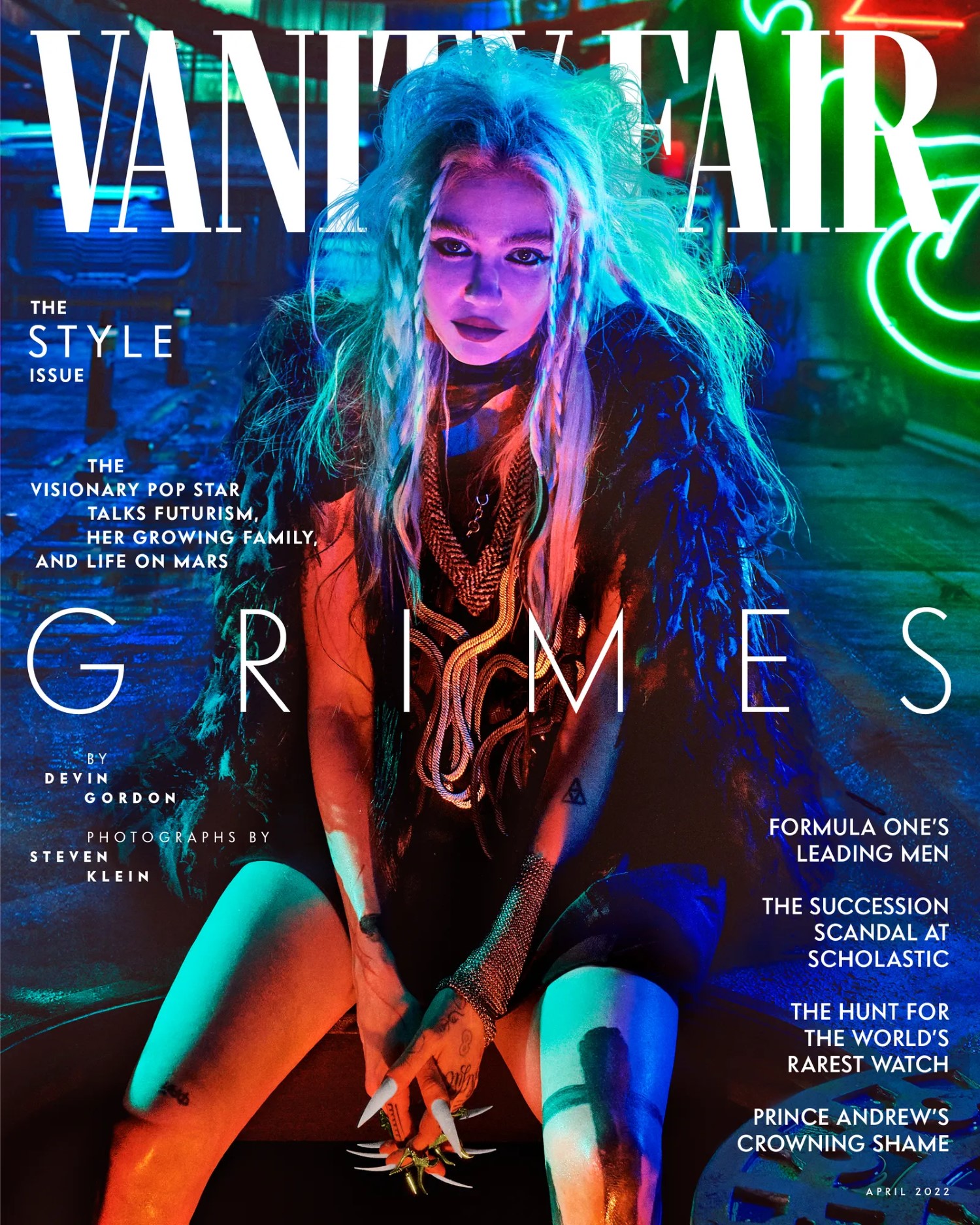 Grimes covers Vanity Fair April 2022 by Steven Klein