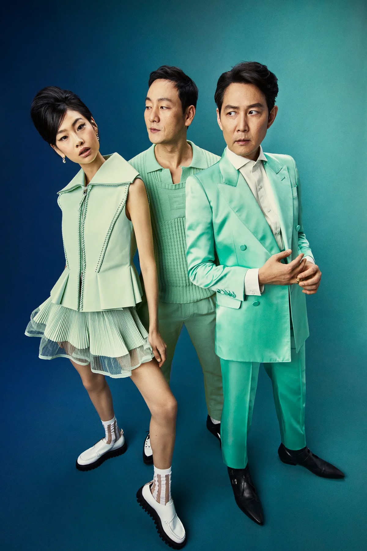 ‘’Squid Game’’ stars Lee Jung Jae, HoYeon Jung and Park Hae Soo cover Vanity Fair June 2022 by AB+DM