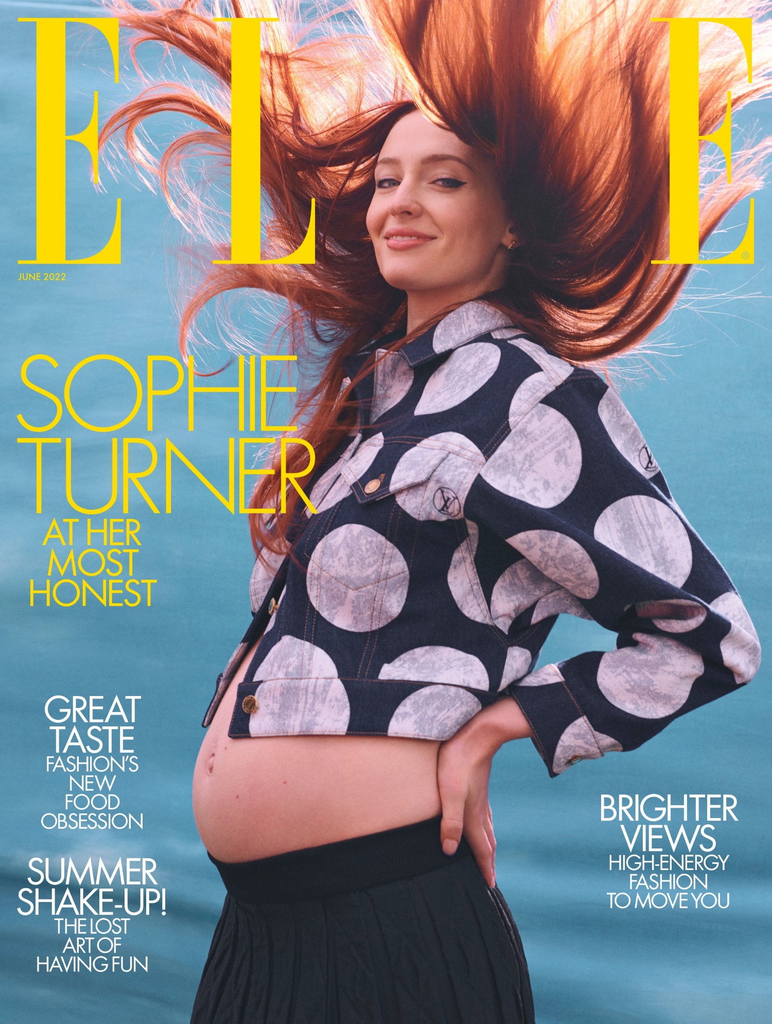 Sophie Turner in Louis Vuitton on Elle UK June 2022 by Jem Mitchell