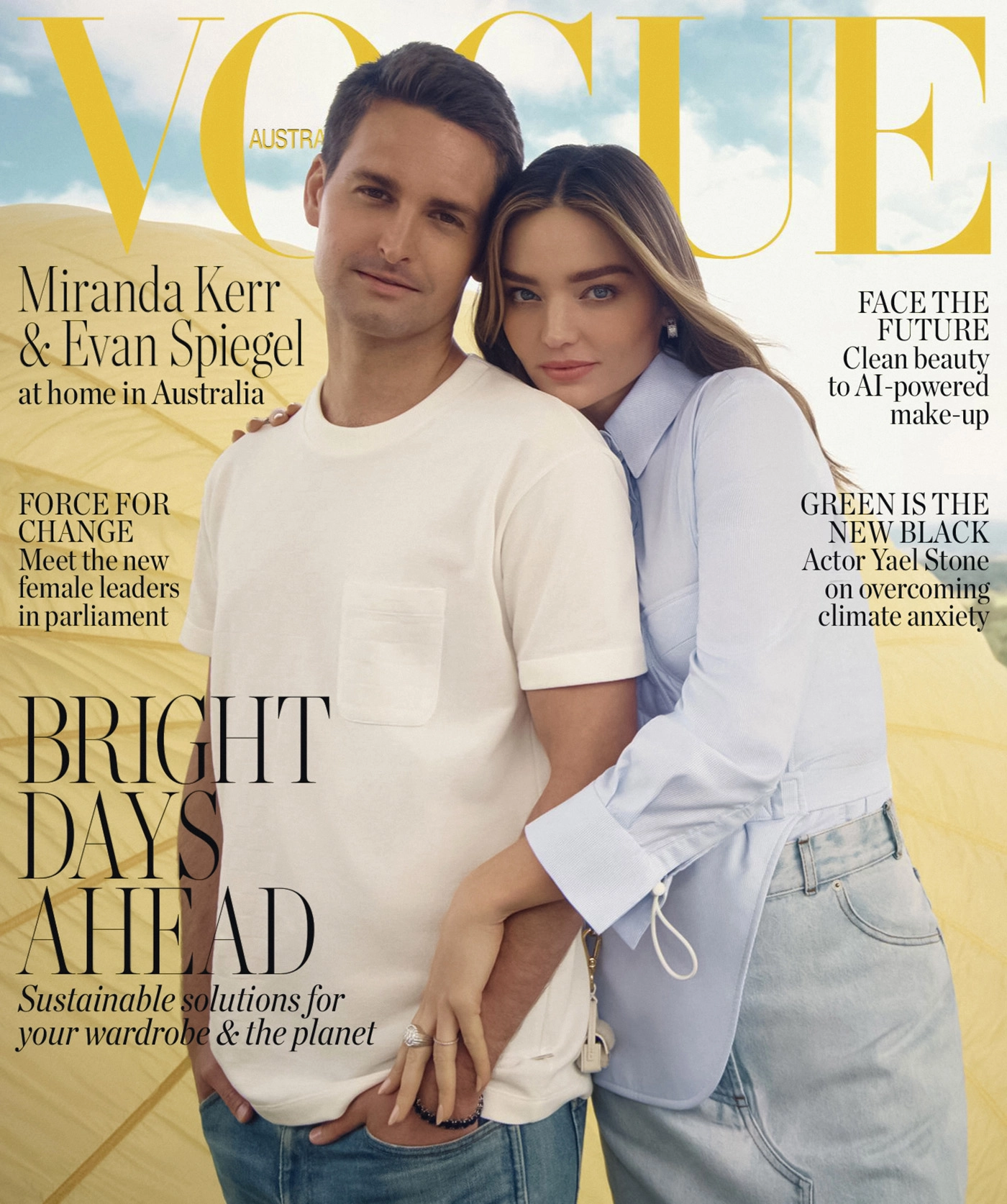 Miranda Kerr and Evan Spiegel cover Vogue Australia August 2022 by Isaac Brown