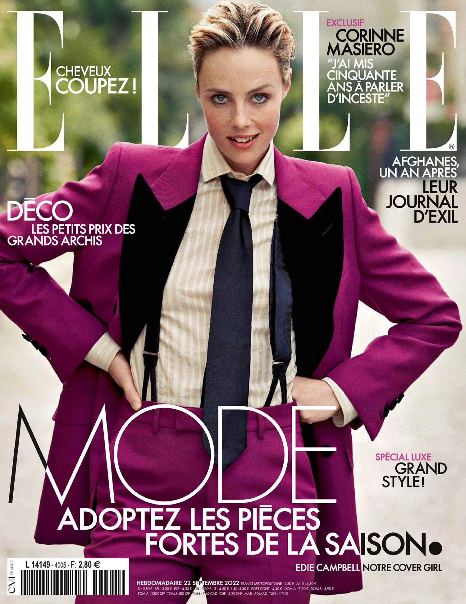Edie Campbell covers Elle France September 22nd, 2022 by Claudia Knoepfel