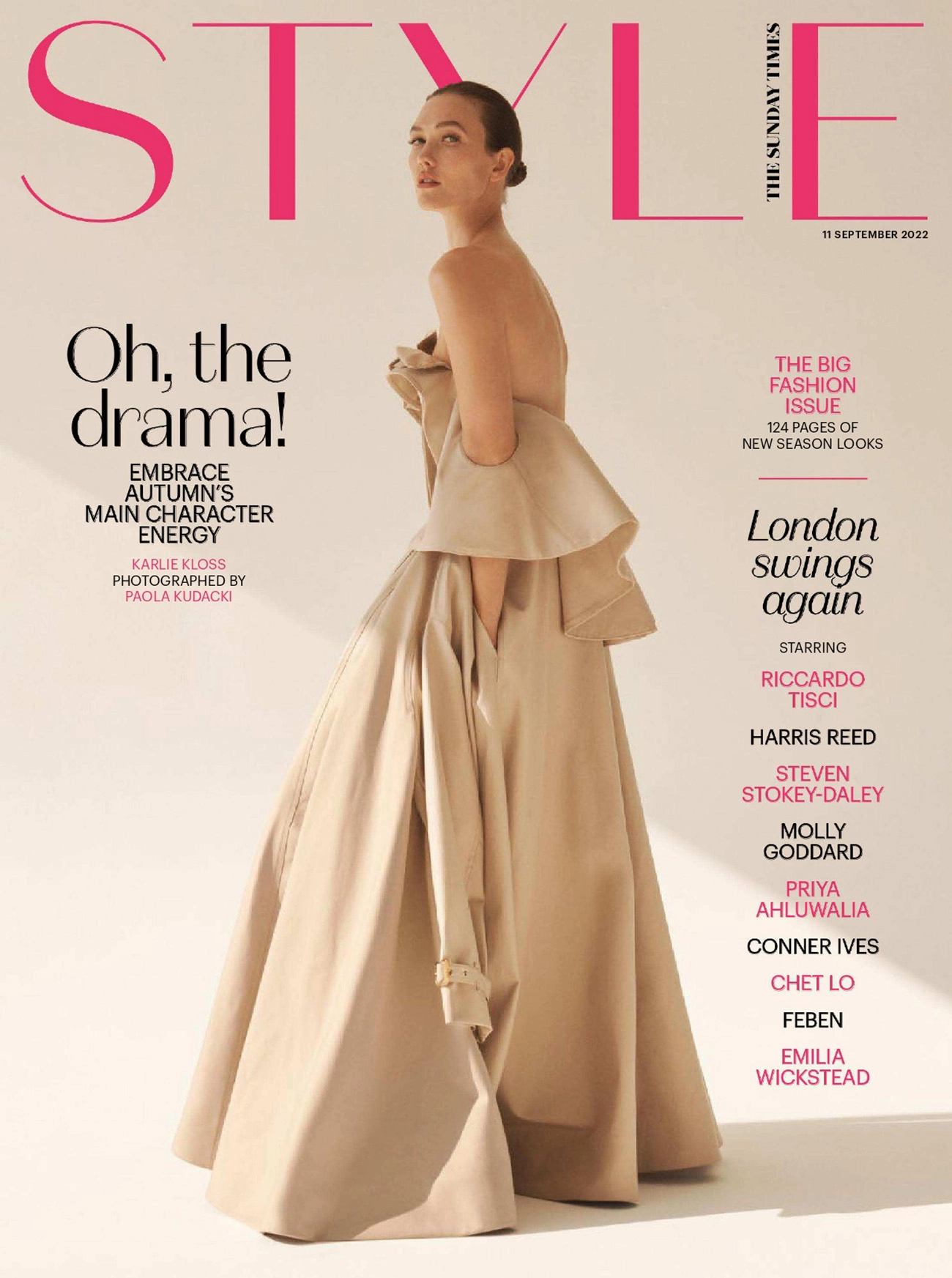 Karlie Kloss covers The Sunday Times Style September 11th, 2022 by Paola Kudacki