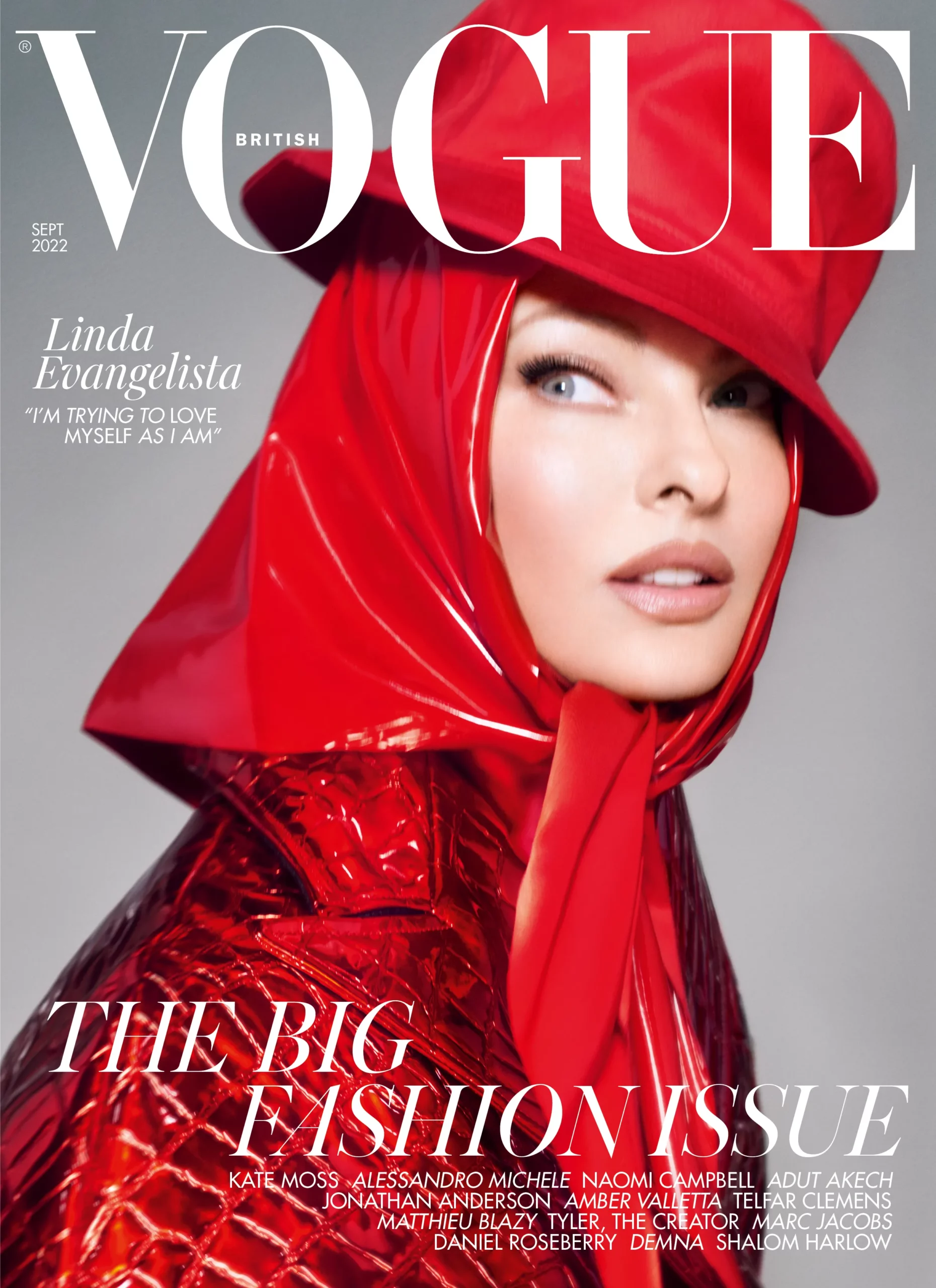 Linda Evangelista covers British Vogue September 2022 by Steven Meisel